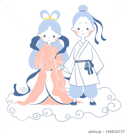 七夕のイラスト 織姫と彦星 七夕のイラスト 織姫と彦星 140810737