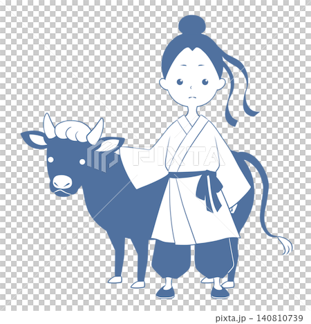 七夕插畫:牛郎與牛 七夕插畫:牛郎與牛 140810739