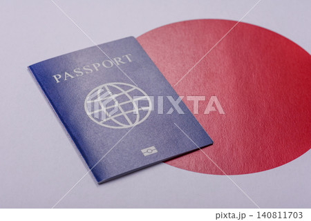 Japanese passport or id document with tickets for flight, travel, border crossing. Japan passport Japanese passport or id document with tickets for flight, travel, border crossing. Japan passport 140811703
