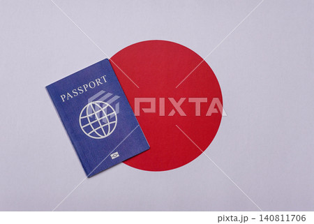 Japanese passport or id document with tickets for flight, travel, border crossing. Japan passport Japanese passport or id document with tickets for flight, travel, border crossing. Japan passport 140811706