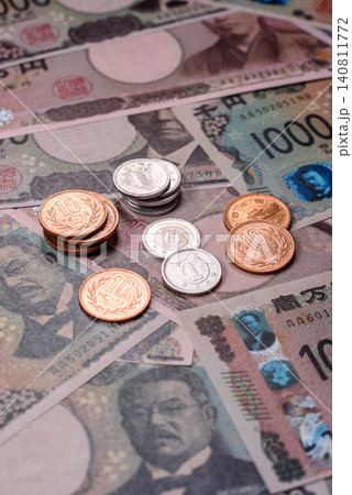 Japan, Japanese yen paper banknotes, money for business, financial transactions. Japanese yen Japan, Japanese yen paper banknotes, money for business, financial transactions. Japanese yen 140811772