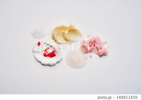 Cosmetic innovations presenting various skincare product textures Cosmetic innovations presenting various skincare product textures 140811850