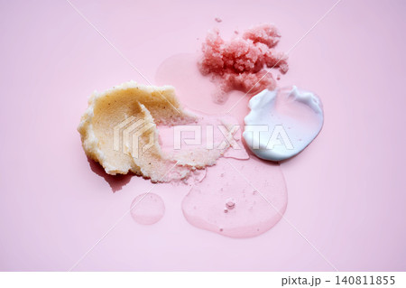 Cosmetic innovations showing various skincare product textures Cosmetic innovations showing various skincare product textures 140811855