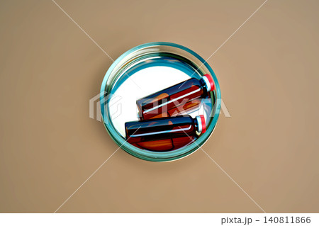Medical vials in a petri dish for research Medical vials in a petri dish for research 140811866