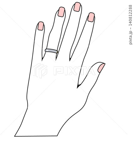 シルバーの結婚指輪をはめた手元のイラスト 銀色 シルバーの結婚指輪をはめた手元のイラスト 銀色 140812288