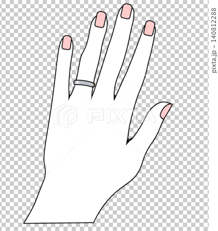 シルバーの結婚指輪をはめた手元のイラスト 銀色 シルバーの結婚指輪をはめた手元のイラスト 銀色 140812288