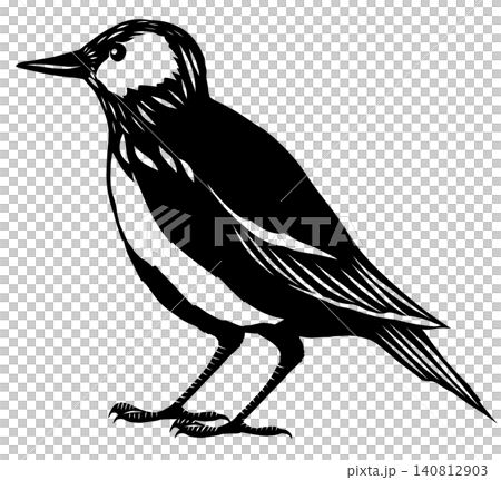 ムクドリの切り絵風シルエットイラスト 黒 背景透過ベクター ムクドリの切り絵風シルエットイラスト 黒 背景透過ベクター 140812903