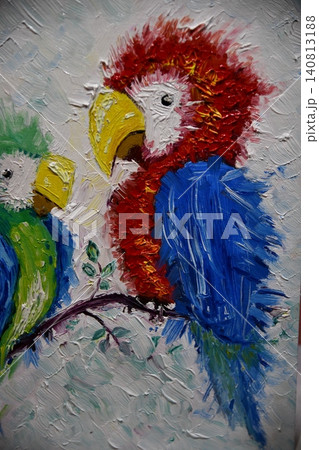 Artist Works on Abstract Oil Painting, Moving Paint Brush Energetically She Creates Modern Masterpiece. Dark Creative Studio where Large Canvas Stands on Easel Illuminated. Low Angle 140813188