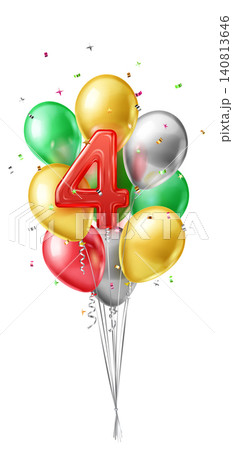 Number 4 balloon bouquet. 140813646