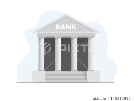 Modern Minimalist Bank Building Icon with Classical Architecture Modern Minimalist Bank Building Icon with Classical Architecture 140813953