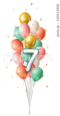 Birthday balloons with number 7. 140813998