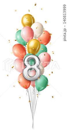 Number 8 birthday balloon bunch. Number 8 birthday balloon bunch. 140813999