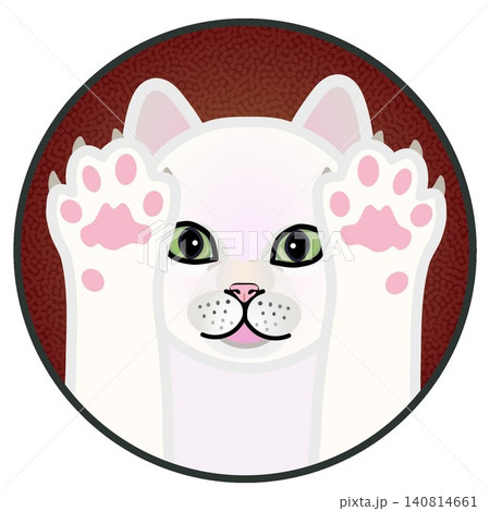 円形背景のついた猫の顔イラスト 円形背景のついた猫の顔イラスト 140814661