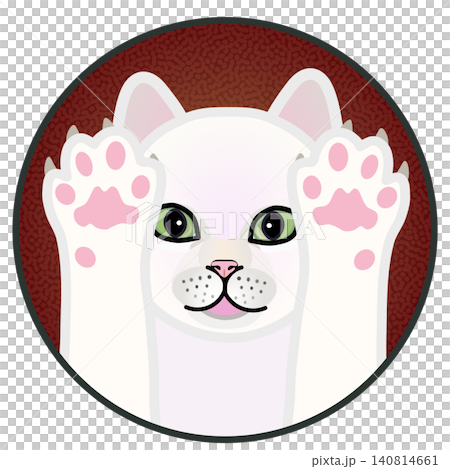円形背景のついた猫の顔イラスト 円形背景のついた猫の顔イラスト 140814661