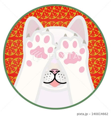 円形背景のついた猫の顔イラスト 円形背景のついた猫の顔イラスト 140814662