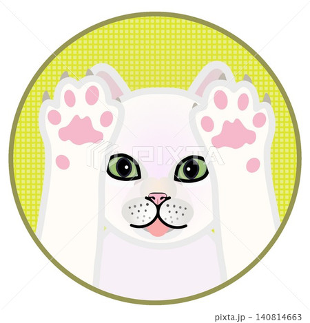 円形背景のついた猫の顔イラスト 円形背景のついた猫の顔イラスト 140814663