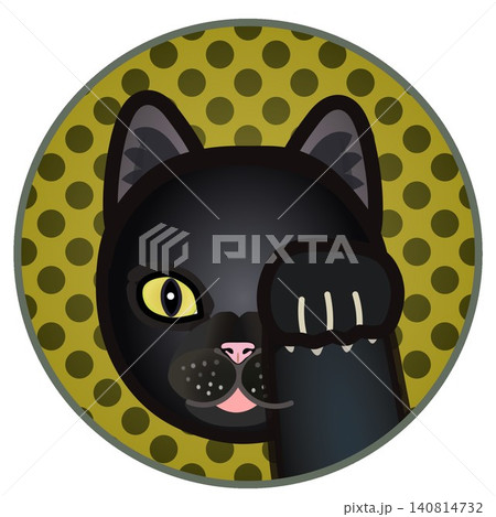 円形背景のついた猫の顔イラスト 円形背景のついた猫の顔イラスト 140814732
