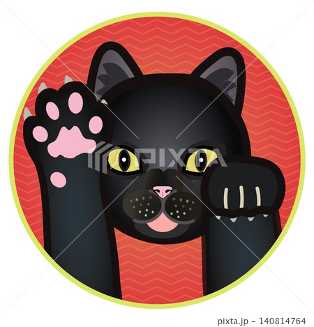円形背景のついた猫の顔イラスト 円形背景のついた猫の顔イラスト 140814764