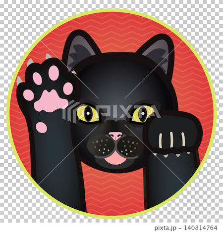 円形背景のついた猫の顔イラスト 円形背景のついた猫の顔イラスト 140814764
