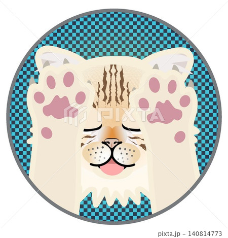 円形背景のついた猫の顔イラスト 140814773