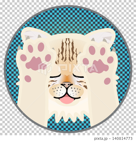 円形背景のついた猫の顔イラスト 140814773