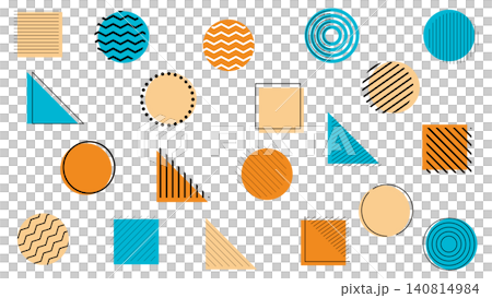 Geometric Pattern Set: Circles, Triangles, and Squares in Retro Colors Geometric Pattern Set: Circles, Triangles, and Squares in Retro Colors 140814984