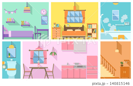 色々な部屋のイラスト素材 140815146