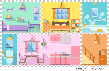 色々な部屋のイラスト素材 140815146