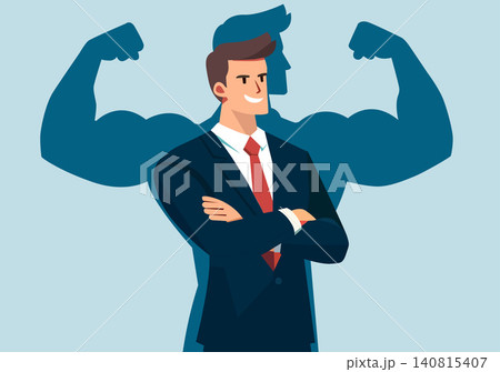 Confident Businessman with Strong Shadow Illustration 140815407