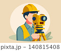 Professional Land Surveyor Using Total Station Illustration 140815408