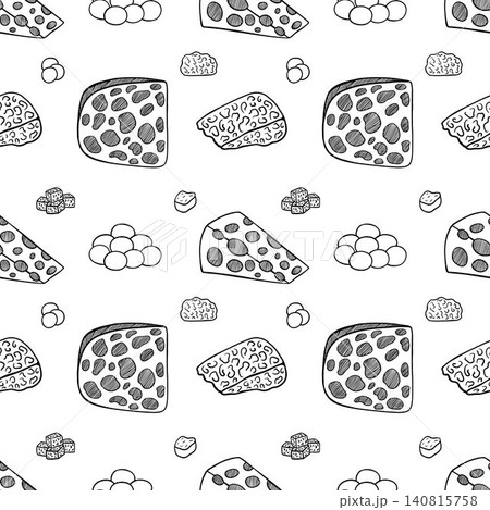 Hand drawn cheese slices seamless pattern Hand drawn cheese slices seamless pattern 140815758