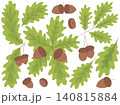 Oak leaves and acorns flat set 140815884