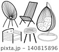 Garden furniture hand drawn vector set 140815896