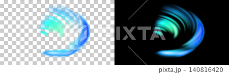 渦巻く青の光ストリーク 透過背景の抽象的な光エフェクト 渦巻く青の光ストリーク 透過背景の抽象的な光エフェクト 140816420
