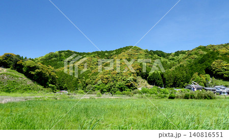 新緑に包まれた山里の風景 140816551