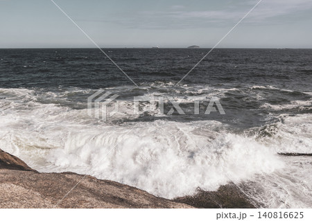 Ipanema Beach Water Waves and Rocks Rio de Janeiro Brazil. 140816625