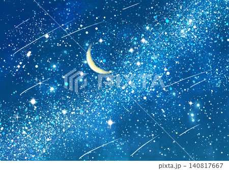 天の川と流れ星と三日月 天の川と流れ星と三日月 140817667