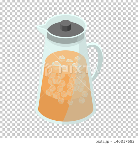 氷が入った冷たいアイスティーのガラスピッチャーのイラスト 氷が入った冷たいアイスティーのガラスピッチャーのイラスト 140817682