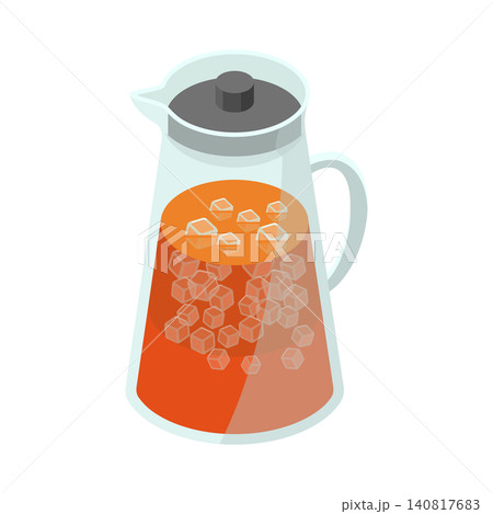 氷がたくさん入った冷たい麦茶のガラスピッチャーのイラスト 氷がたくさん入った冷たい麦茶のガラスピッチャーのイラスト 140817683