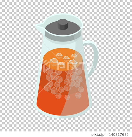 氷がたくさん入った冷たい麦茶のガラスピッチャーのイラスト 氷がたくさん入った冷たい麦茶のガラスピッチャーのイラスト 140817683