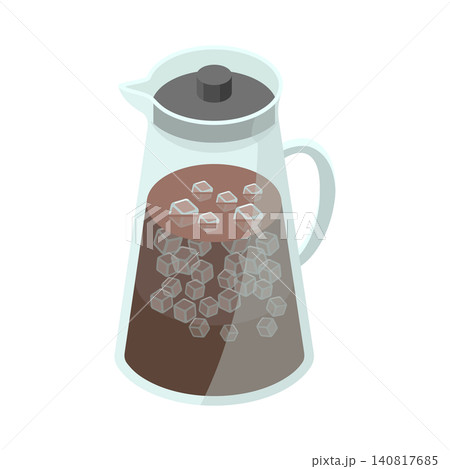 氷が入ったアイスコーヒーのガラスピッチャー 氷が入ったアイスコーヒーのガラスピッチャー 140817685
