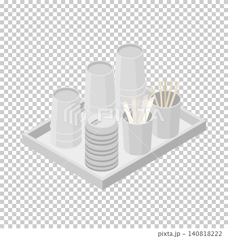 Illustration of plain paper cups for cafes, placed on a tray. Illustration of plain paper cups for cafes, placed on a tray. 140818222
