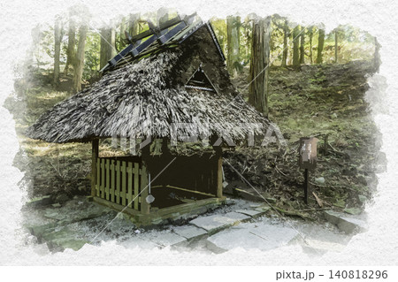 水彩画風 播州清水寺 おかげの井戸 兵庫県加東市 水彩画風 播州清水寺 おかげの井戸 兵庫県加東市 140818296