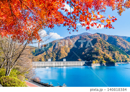東京 紅葉に染まる奥多摩湖 東京 紅葉に染まる奥多摩湖 140818384