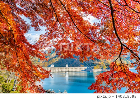 東京 紅葉に染まる奥多摩湖 東京 紅葉に染まる奥多摩湖 140818398