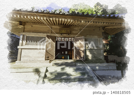 水彩画風　播州清水寺　地蔵堂　兵庫県加東市 140818505
