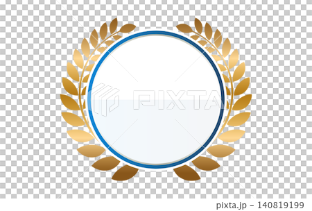 A luxurious round laurel wreath frame with a blue ribbon emblem - Headline material (no text) 1 A luxurious round laurel wreath frame with a blue ribbon emblem - Headline material (no text) 1 140819199