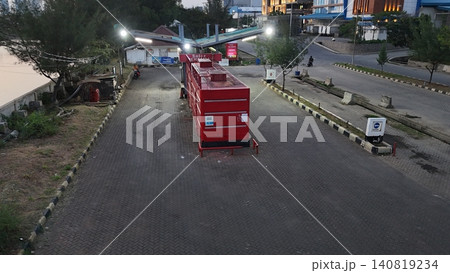 High-angle view of a red portable gas station High-angle view of a red portable gas station 140819234
