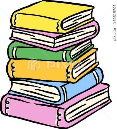 Stack of Colorful Books Hand Drawn Illustration Stack of Colorful Books Hand Drawn Illustration 140819705