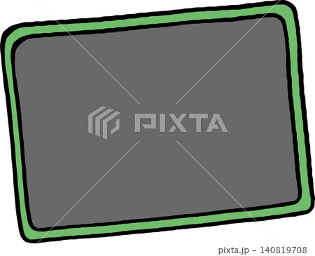 Blank Chalkboard with Green Border Cartoon Hand Drawn 140819708